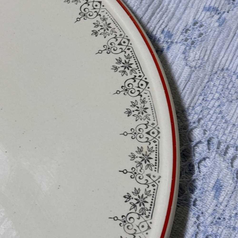 Winter Theme Cake Plate.  Red Rim With Silver Design 10.5 Inches - Picture 6 of 9